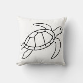 Sea Turtle Line Art – Minimalist Marine Animal クッション (正面)
