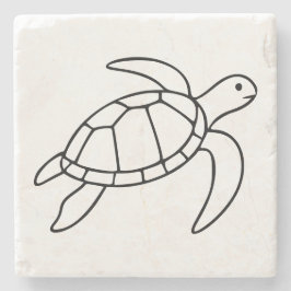 Sea Turtle Line Art – Minimalist Marine Animal ストーンコースター