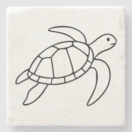 Sea Turtle Line Art – Minimalist Marine Animal ストーンコースター (正面)