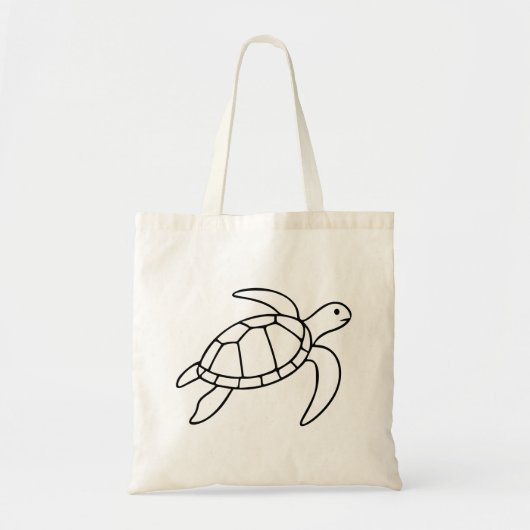Sea Turtle Line Art – Minimalist Marine Animal トートバッグ (正面)