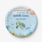 Sea Turtle Little Hatchling Baby Shower 7" ペーパープレート (正面)