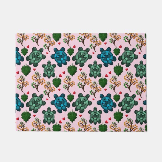 Sea Turtle Lover Gift, Cute Turtle Pattern, Marine ドアマット (正面)