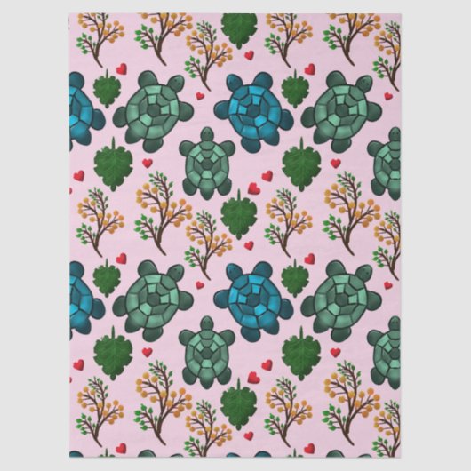 Sea Turtle Lover Gift, Cute Turtle Pattern, Marine 薄葉紙 (正面)