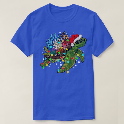 Sea Turtle Lover Xmas Lights Santa Sea Turtle Chri Tシャツ (デザイン正面)