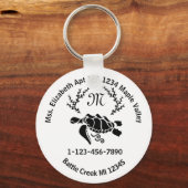 Sea Turtle Monogram Home Contact Information Keych キーホルダー (正面)