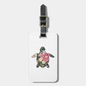 Sea Turtle navy floral ラゲッジタグ (正面縦)