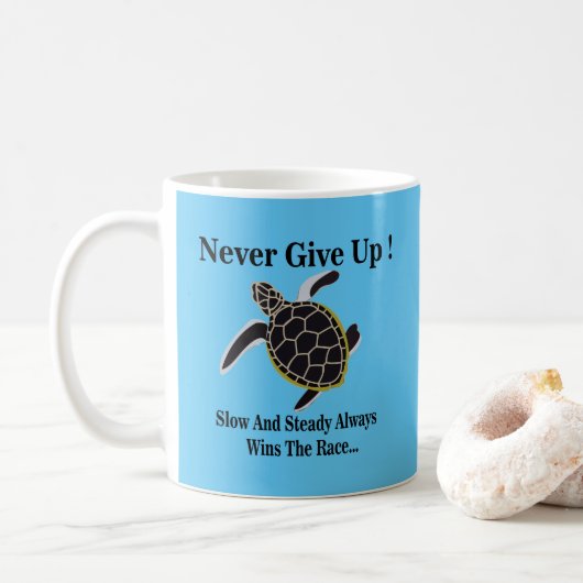 Sea Turtle Never Give Up コーヒーマグカップ (ドーナツ)