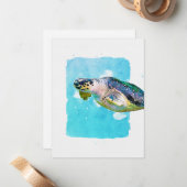 Sea Turtle Note Card for Any Occasion ノートカード (正面/裏面インサイチュ)