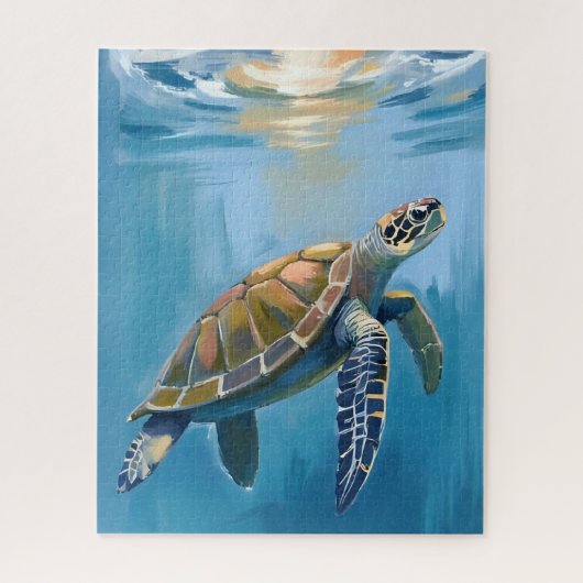 Sea Turtle Ocean Animal Watercolor ジグソーパズル (縦)