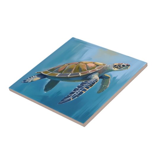 Sea Turtle Ocean Animal Watercolor タイル (側面)