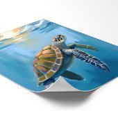 Sea Turtle Ocean Animal Watercolor ポスター (角)
