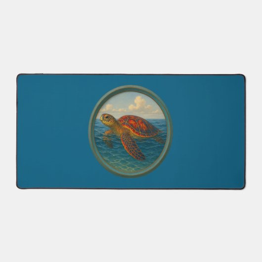 Sea Turtle Ocean Blue Desk Mat デスクマット (正面)
