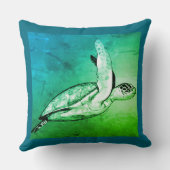 Sea Turtle Original Art スクエア  クッション (裏面)