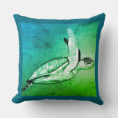 Sea Turtle Original Art スクエア  クッション (正面)