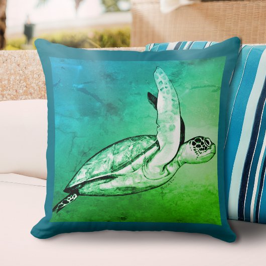 Sea Turtle Original Art スクエア  クッション