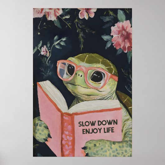 Sea Turtle Reading Enjoy Life Art Print - Funny ポスター (正面)