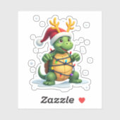 Sea Turtle Santa Christmas Lights Cute Xmas Men Wo シール (シート)