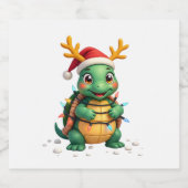 Sea Turtle Santa Christmas Lights Cute Xmas Men Wo スパークリングワインラベル (シングルラベル)