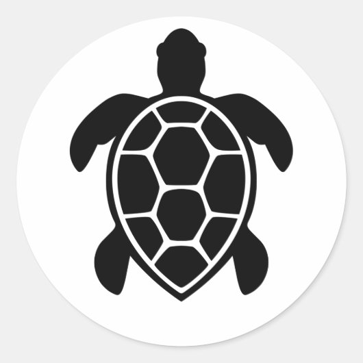 Sea Turtle Silhouette Minimalist ラウンドシール (正面)