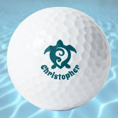 Sea Turtle Tribal Maori Style Monogram Name ゴルフボール