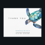 Sea Turtle Tropical Funeral Loss of Life Thank You ポストカード<br><div class="desc">Funeral and Loss of Loved one Thank You Postcard.  Postcard.  Celebrating the life of.  Watercolor Sea Turtle.  Tropical.</div>