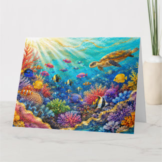 Sea Turtle Underwater Paradise & Colorful Ocean Li カード
