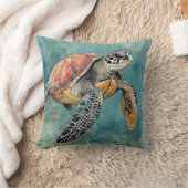 Sea Turtle Watercolor クッション (ブランケット)