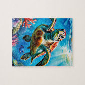 Sea Turtle Watercolor Tropical Ocean ジグソーパズル (横)