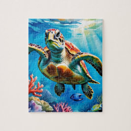 Sea Turtle Watercolor Tropical Ocean ジグソーパズル