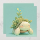 Sea Turtle with Green Succulent Garden Postcard (正面/裏面)
