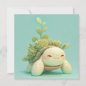 Sea Turtle with Green Succulent Garden Postcard (正面)
