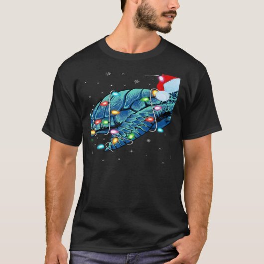 Sea Turtle Xmas Lighting Santa Hat Sea Turtle Chri Tシャツ (正面)