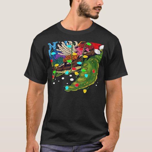 Sea Turtle Xmas Lights Santa Sea Turtle Christmas Tシャツ (正面)