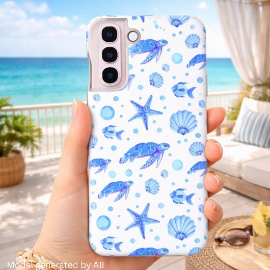Sea Turtles and Shells - 海のインスピレーション デザイン Samsung Galaxyケース