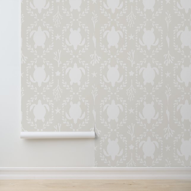 Sea Turtles and Starfish Coastal in Light Beige 壁紙 (アプリケーション)