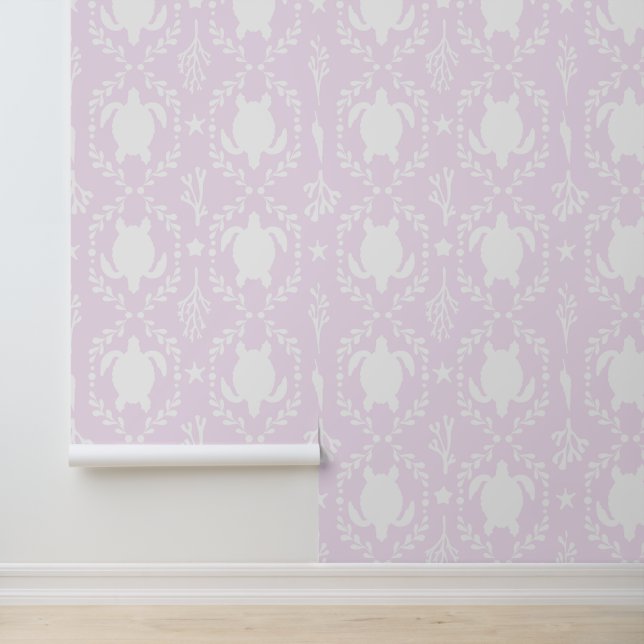 Sea Turtles and Starfish Coastal in Light Pink 壁紙 (アプリケーション)