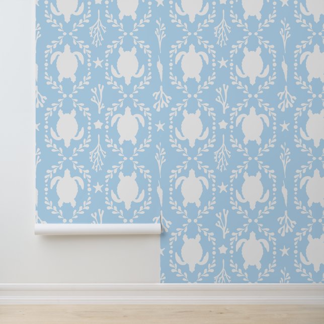 Sea Turtles and Starfish White and Light Blue 壁紙 (アプリケーション)