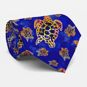 Sea Turtles Batik African Art ネクタイ