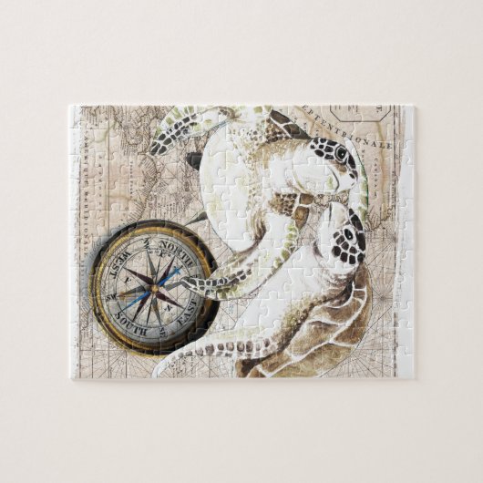 Sea Turtles Compass Map ジグソーパズル (横)