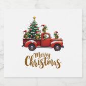 Sea Turtles Driving Christmas Tree Truck Turtle Ch スパークリングワインラベル (シングルラベル)