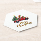 Sea Turtles Driving Christmas Tree Truck Turtle Ch ペーパーコースター (アングル)