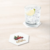 Sea Turtles Driving Christmas Tree Truck Turtle Ch ペーパーコースター (インサイチュ)