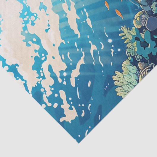 Sea Turtles In Beautiful Scenic Ocean Decoupage 薄葉紙 (詳細)