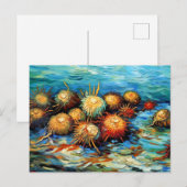 Sea Urchins in Expressive Ocean Oil Painting ポストカード (正面/裏面)