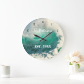 Sea wave personalized family name large clock ラージ壁時計 (ホーム)