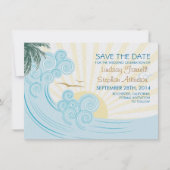 Sea wavesビーチ結婚式で日付カードを保存 セーブザデート (正面)