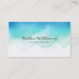 Sea Waves Watercolor Business Card  名刺