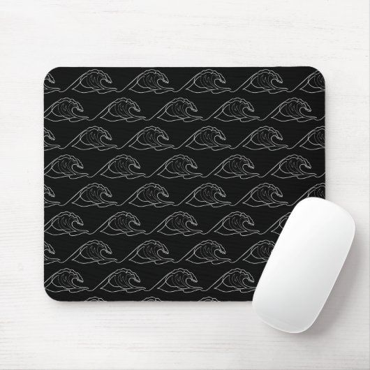 Sea Waves White Contour Surfing Artistic Summer マウスパッド (マウス)