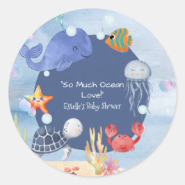 Sea You Soon かわいいクジラ ヒトデ カメ クラゲ ラウンドシール