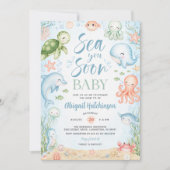 Sea You Soon オシャレな海洋テーマのベビーシャワー招待状 招待状 (正面)